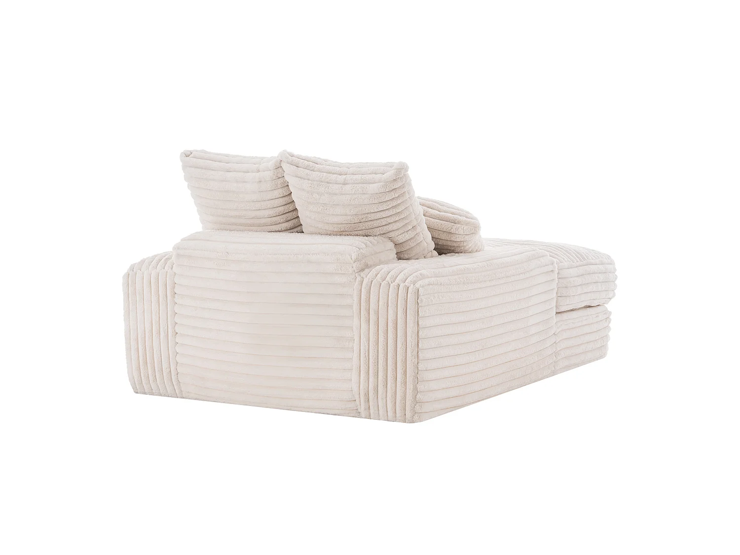 Canapé 1 place avec 4 coussins, en velours côtelé, beige, 175x137x63 cm