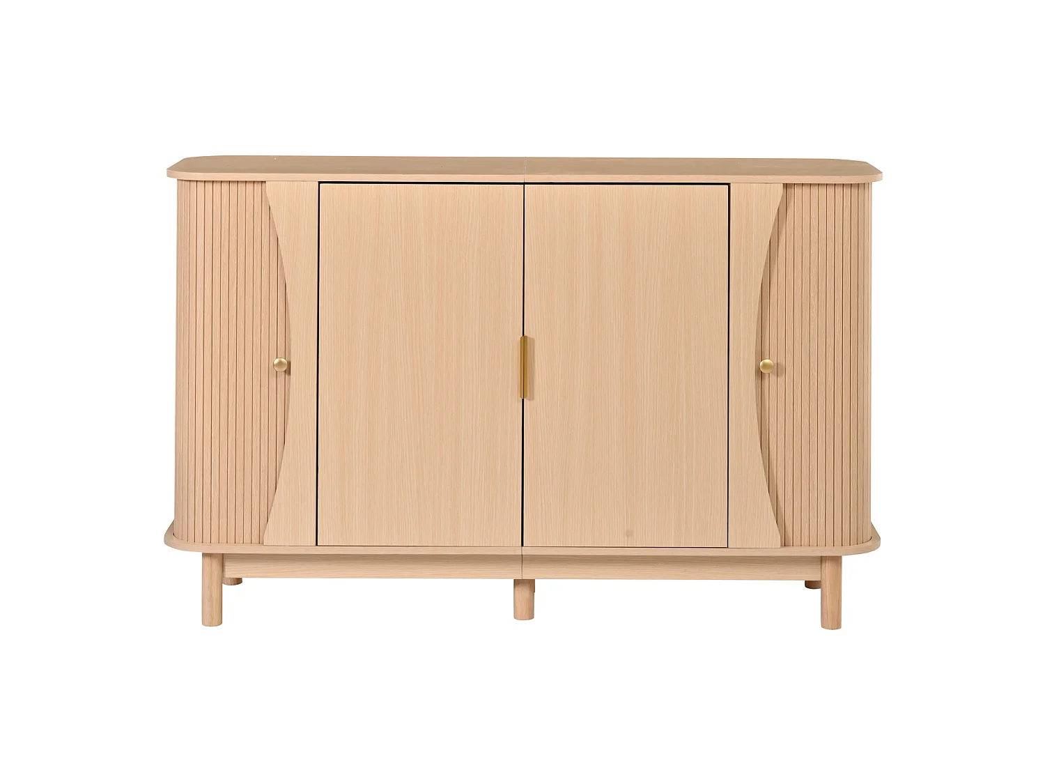 Buffet de salon avec 2 portes et étagère réglable, naturel, 140x40x88 cm