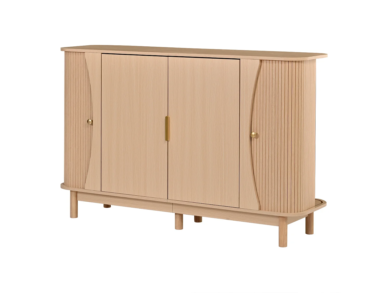 Buffet de salon avec 2 portes et étagère réglable, naturel, 140x40x88 cm