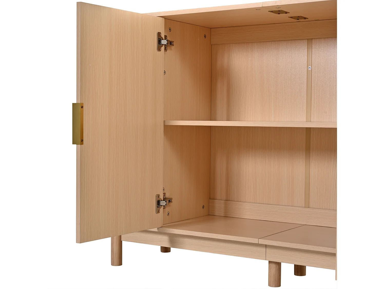 Buffet de salon avec 2 portes et étagère réglable, naturel, 140x40x88 cm