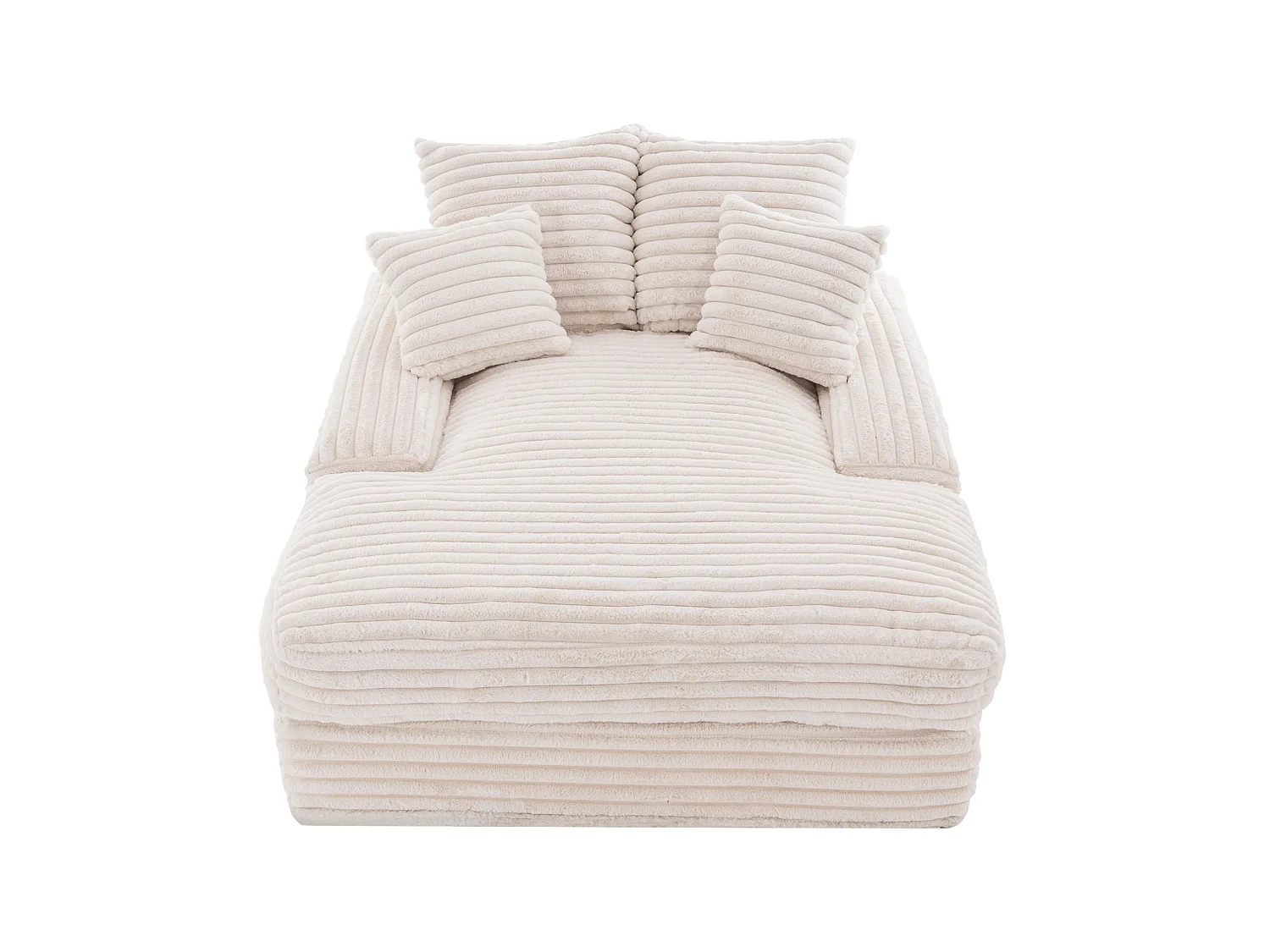 Sofá de 1 plaza con 4 cojines, pana, beige, 165x135x58 cm