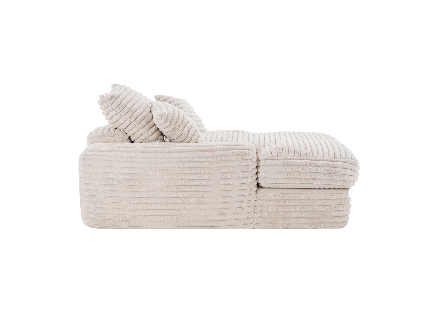 Sofá de 1 plaza con 4 cojines, pana, beige, 165x135x58 cm