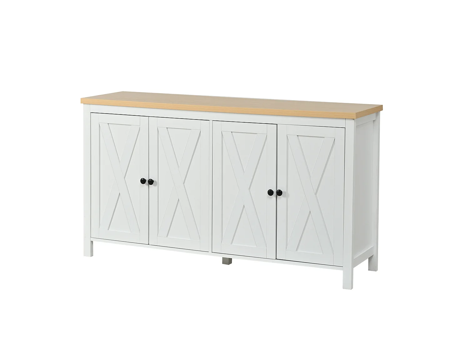 Buffet de cuisine avec 4 portes et 2 étagères réglables, blanc, 140 x 40 x 78 cm