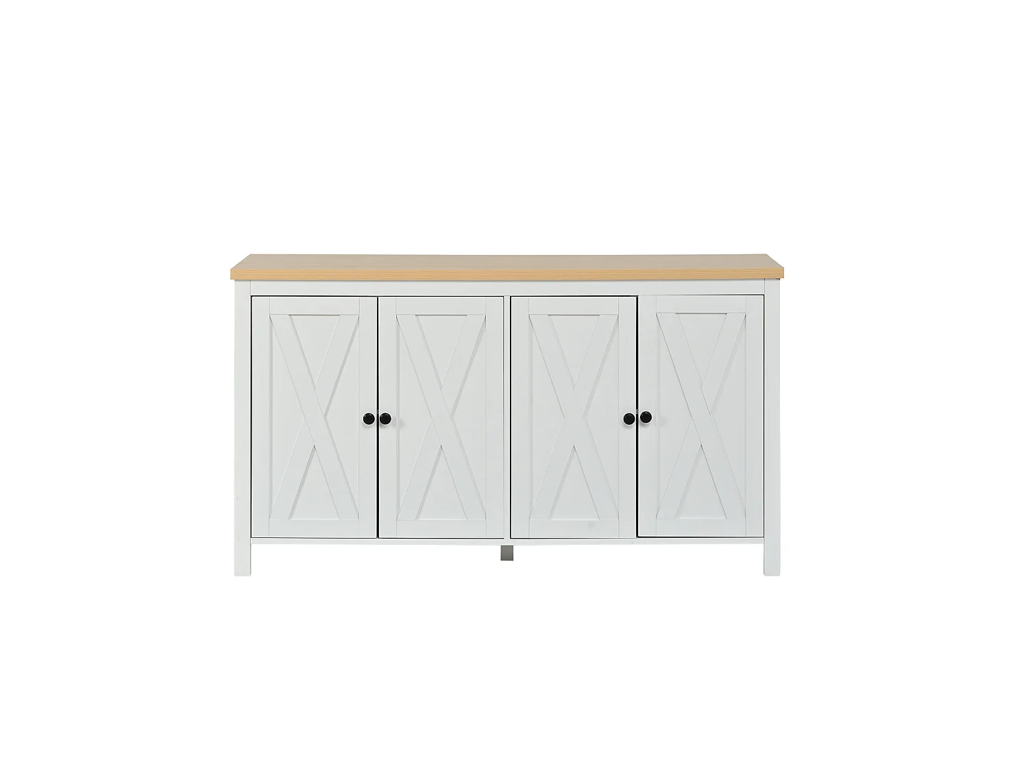 Buffet de cuisine avec 4 portes et 2 étagères réglables, blanc, 140 x 40 x 78 cm