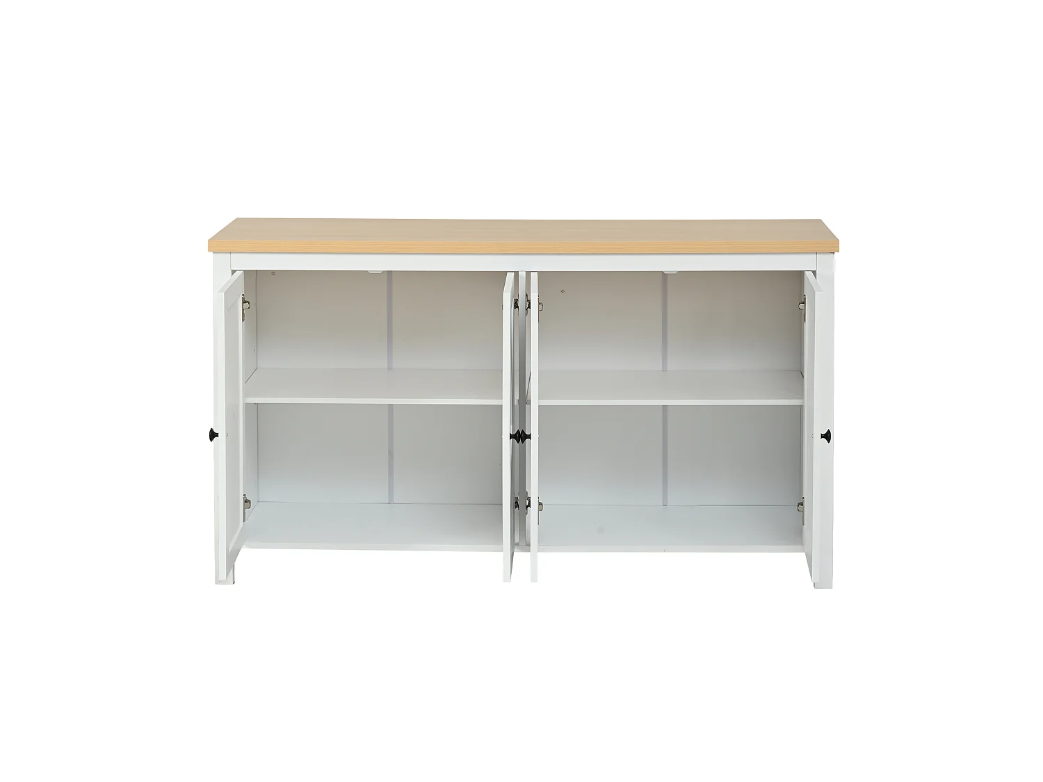 Buffet de cuisine avec 4 portes et 2 étagères réglables, blanc, 140 x 40 x 78 cm