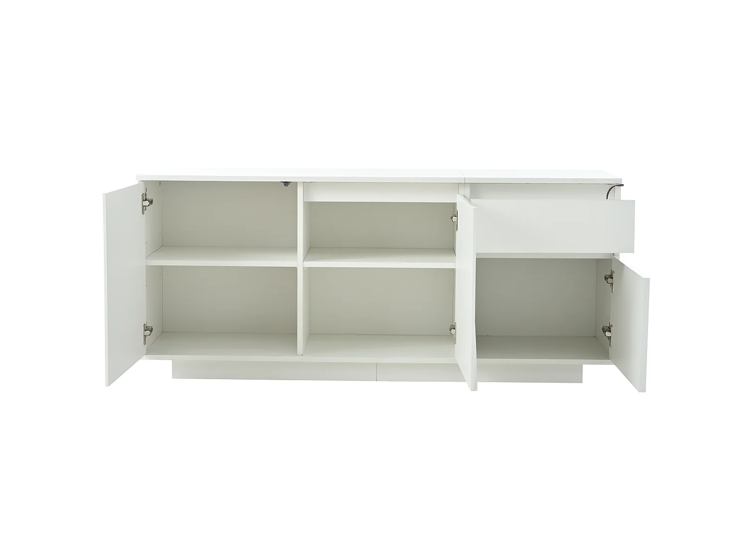 Buffet avec led, 3 portes, 1 tiroir et étagères réglables, en MDF, blanc, 140 x 40 x 60 cm
