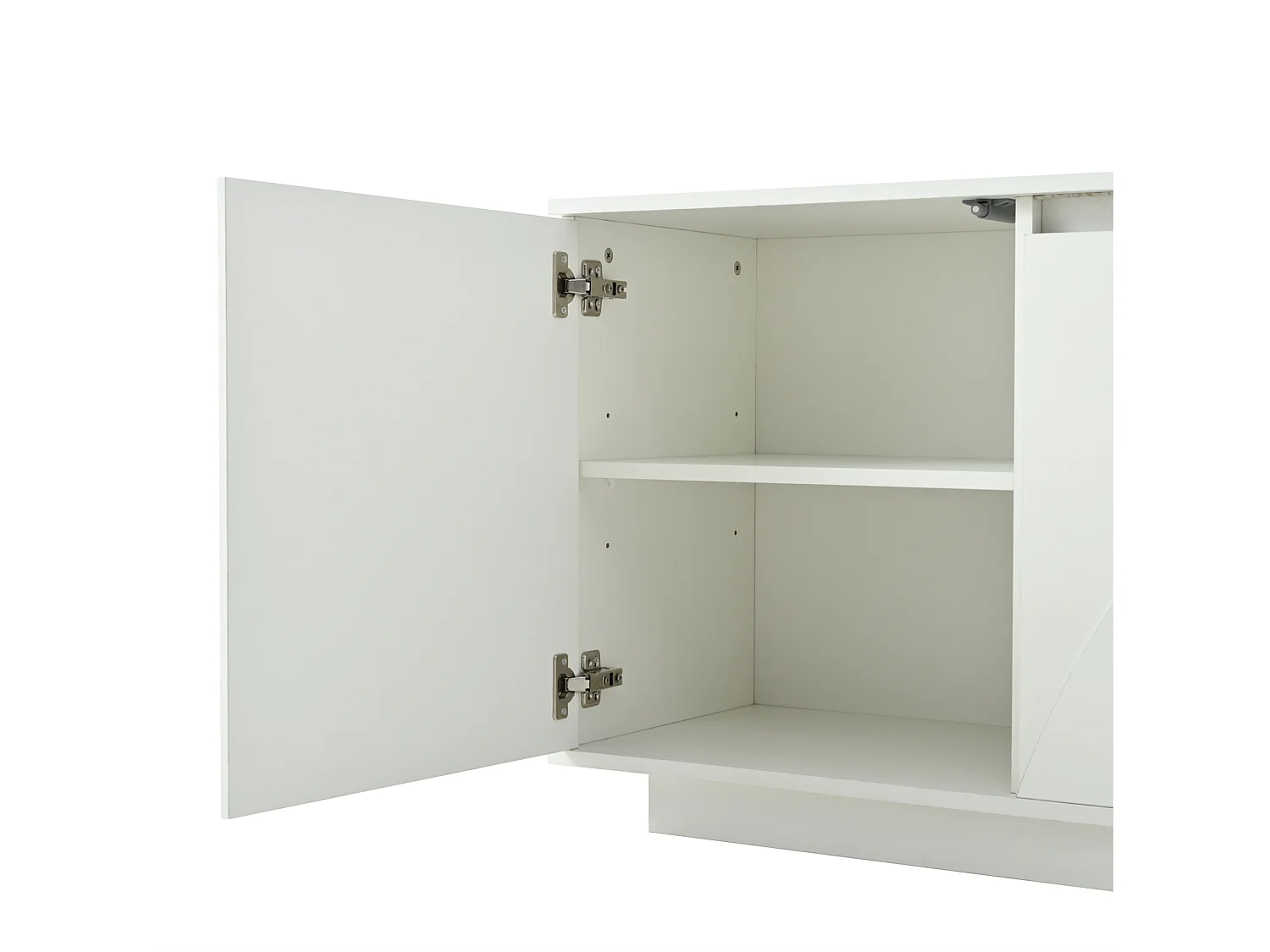 Buffet avec led, 3 portes, 1 tiroir et étagères réglables, en MDF, blanc, 140 x 40 x 60 cm
