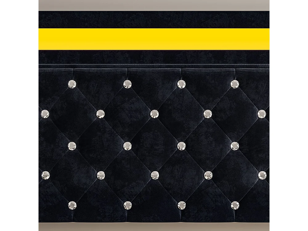 Lit de stockage hydraulique - 160 x 200 cm - avec cadre à lames et tête à LED - Velvet - Noir