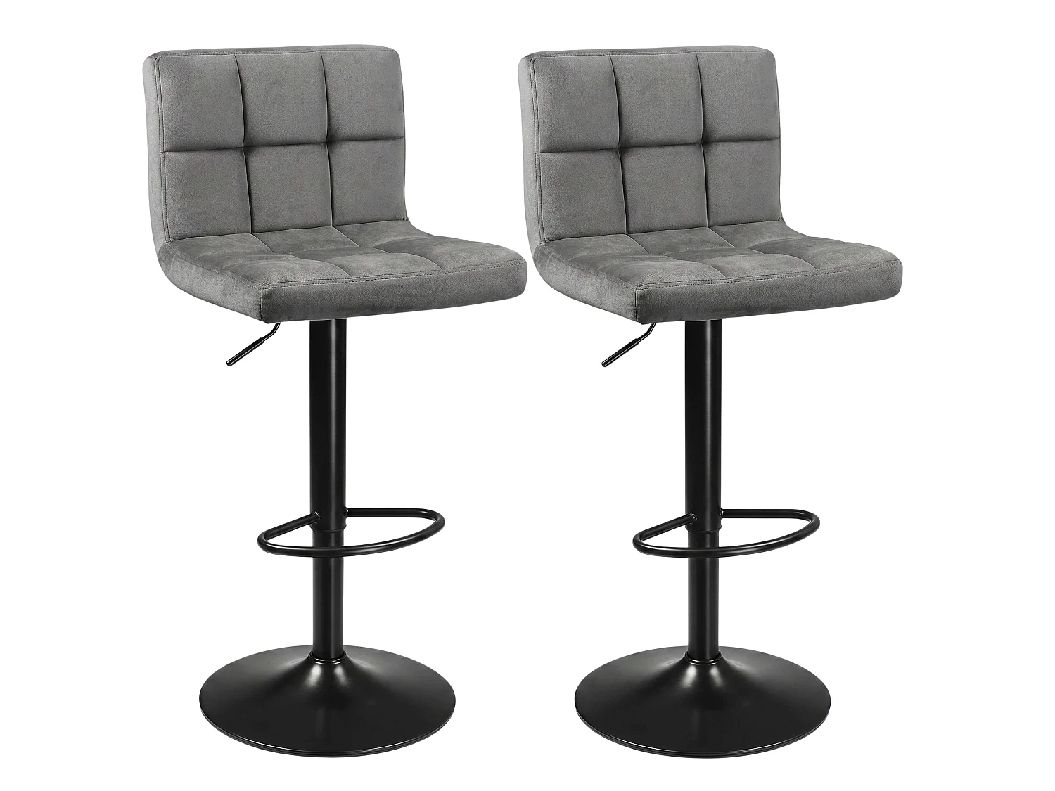 Conjunto de 2 banquetas de cozinha ajustáveis, em veludo, cor cinza, da Zenit.