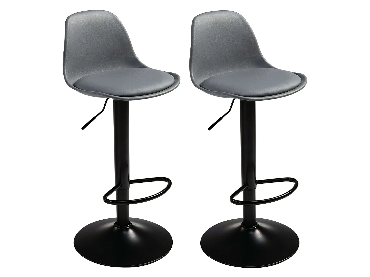Pack 2 Taburetes Cocina, Altura Regulable, Asiento Acolchado, Gris