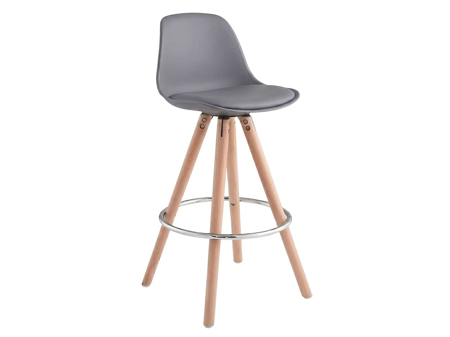 Pack 4 Taburetes Cocina, Respaldo, Silla Alta Acolchada Bistro Gris y Roble