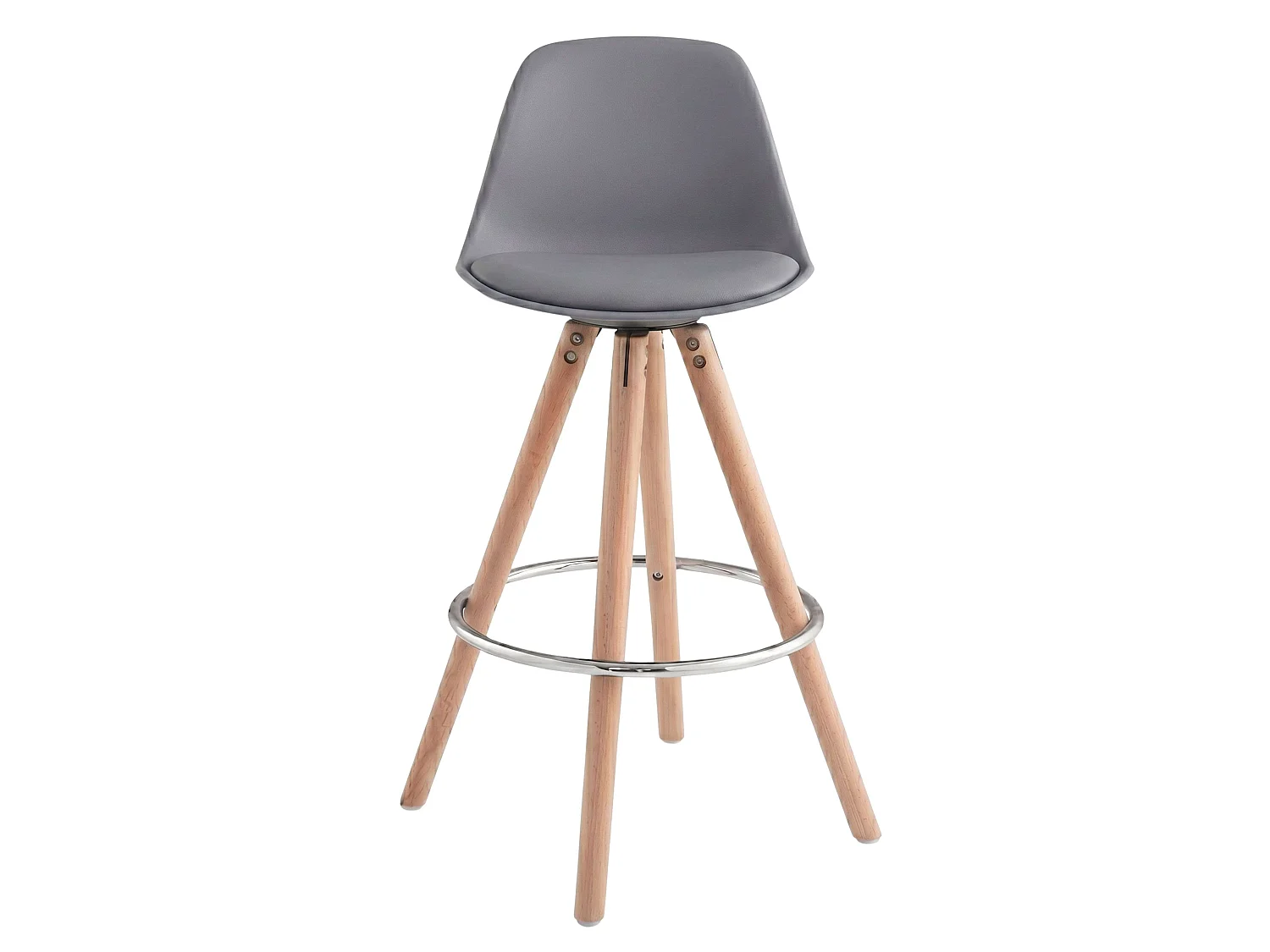 Pack 4 Taburetes Cocina, Respaldo, Silla Alta Acolchada Bistro Gris y Roble