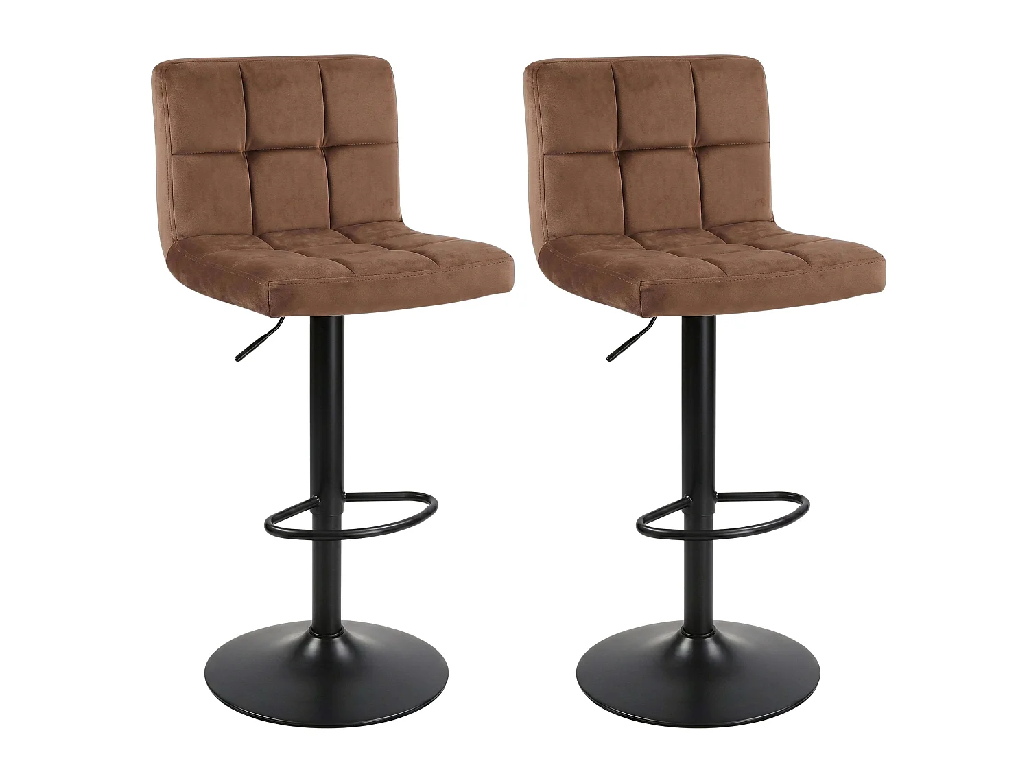 Conjunto de 2 banquetas de cozinha ajustáveis, em veludo, cor marrom, da Zenit.