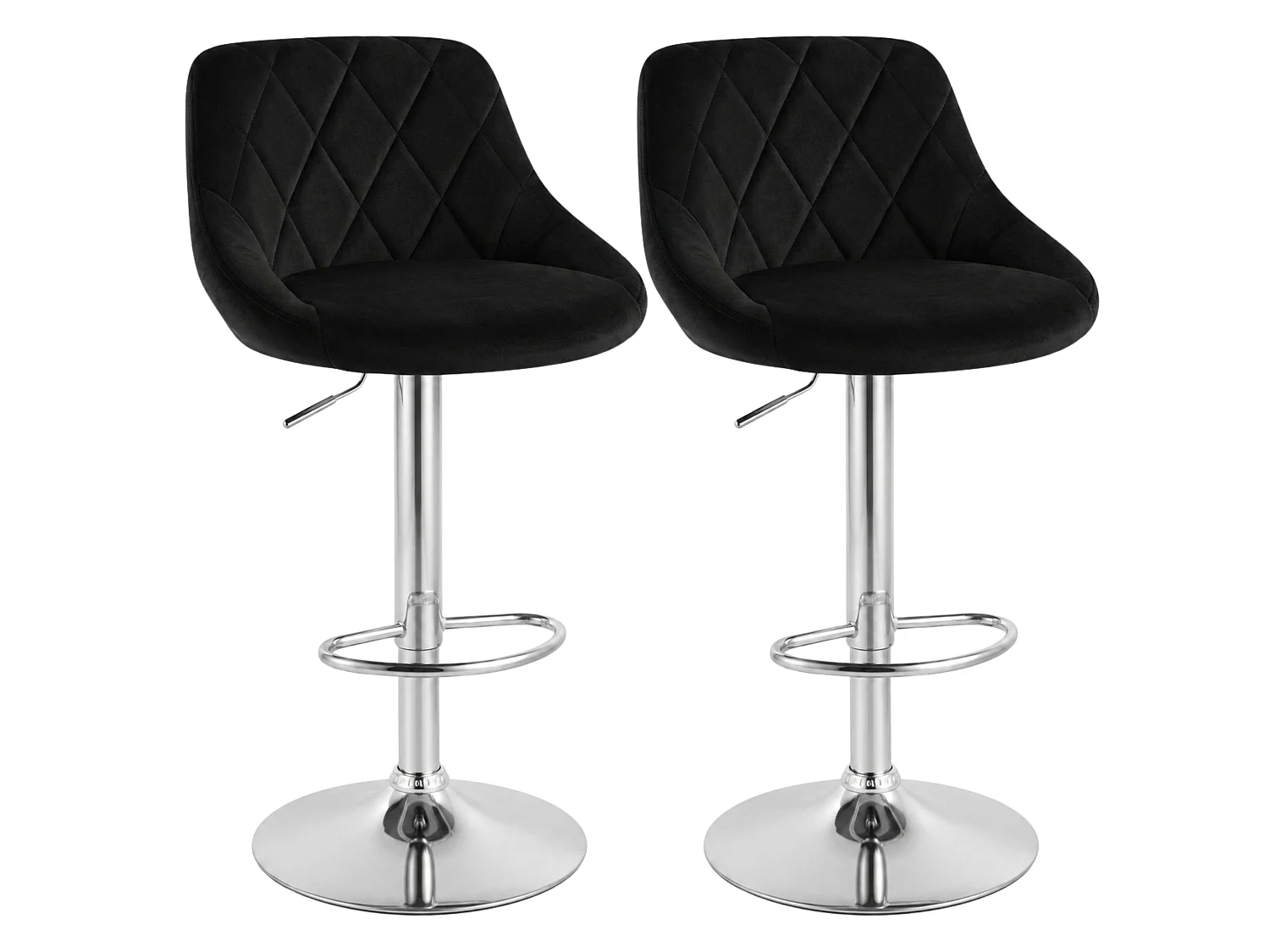 Pack 2 Taburetes Cocina Terciopelo Regulable Diamant Negro