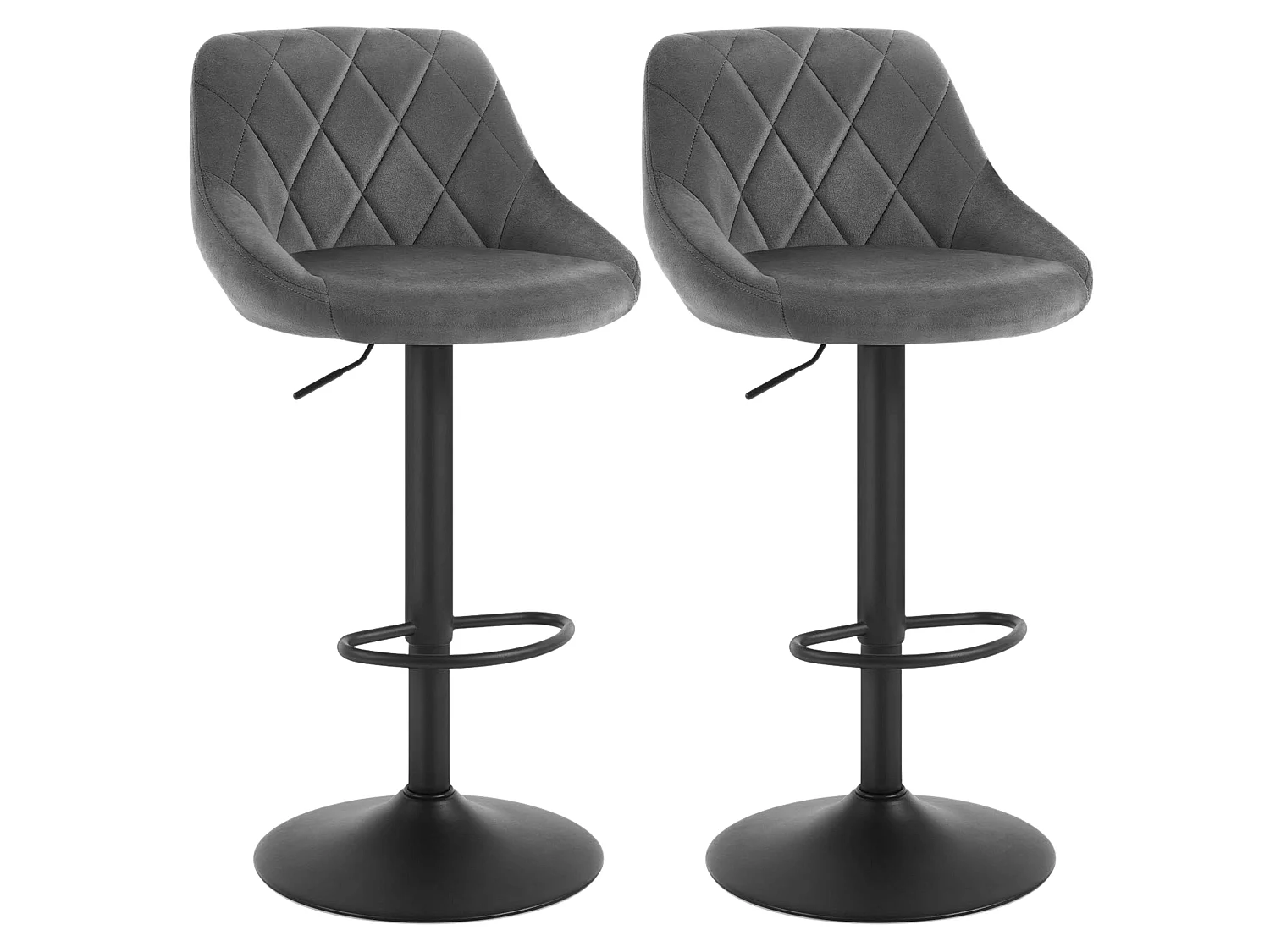 Pack 2 Taburetes Cocina Terciopelo Regulable Diamant Gris