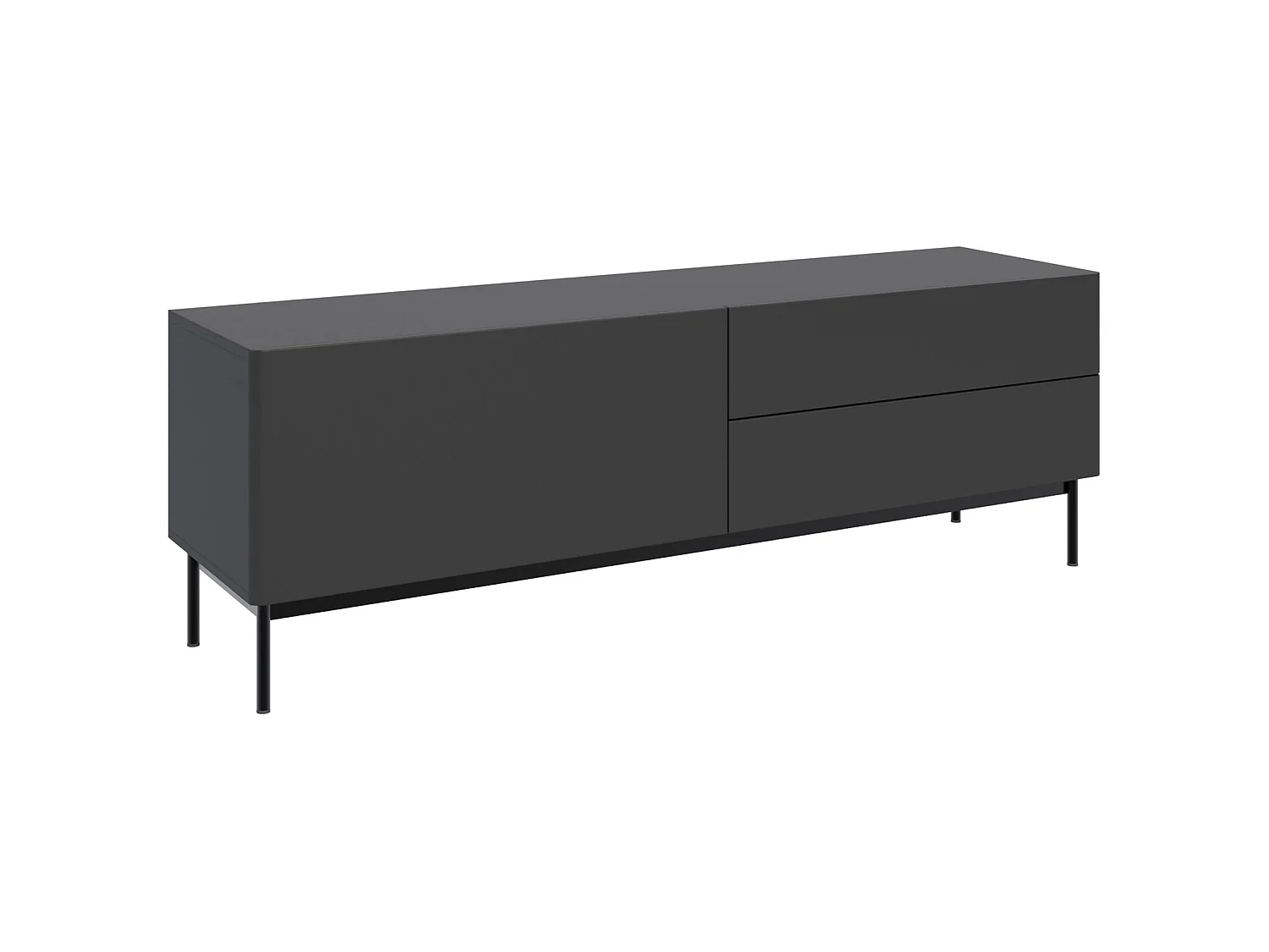 TV-Lowboard mit 1 Klappe und 2 Schubladen - Schwarz - 160 cm - Olio