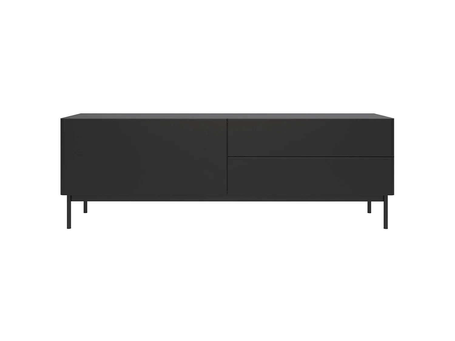 TV-Lowboard mit 1 Klappe und 2 Schubladen - Schwarz - 160 cm - Olio