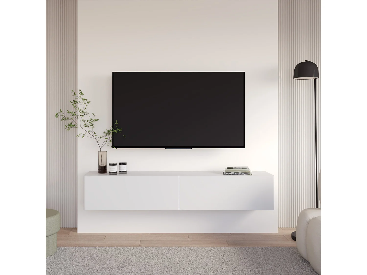 TV-Hängeboard 2-türig - Weiß - 175 cm - Olio