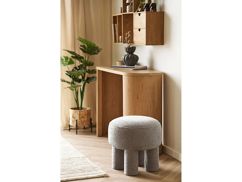 HERG-Pouf in tessuto ciniglia tortora ø43 cm