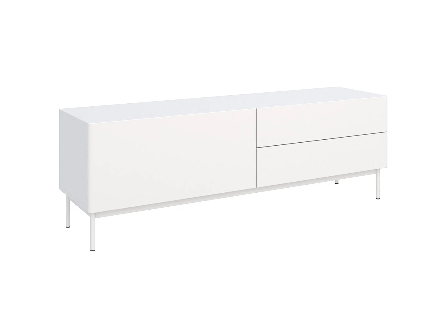 TV-Lowboard mit 1 Klappe und 2 Schubladen - Weiß - 160 cm - Olio
