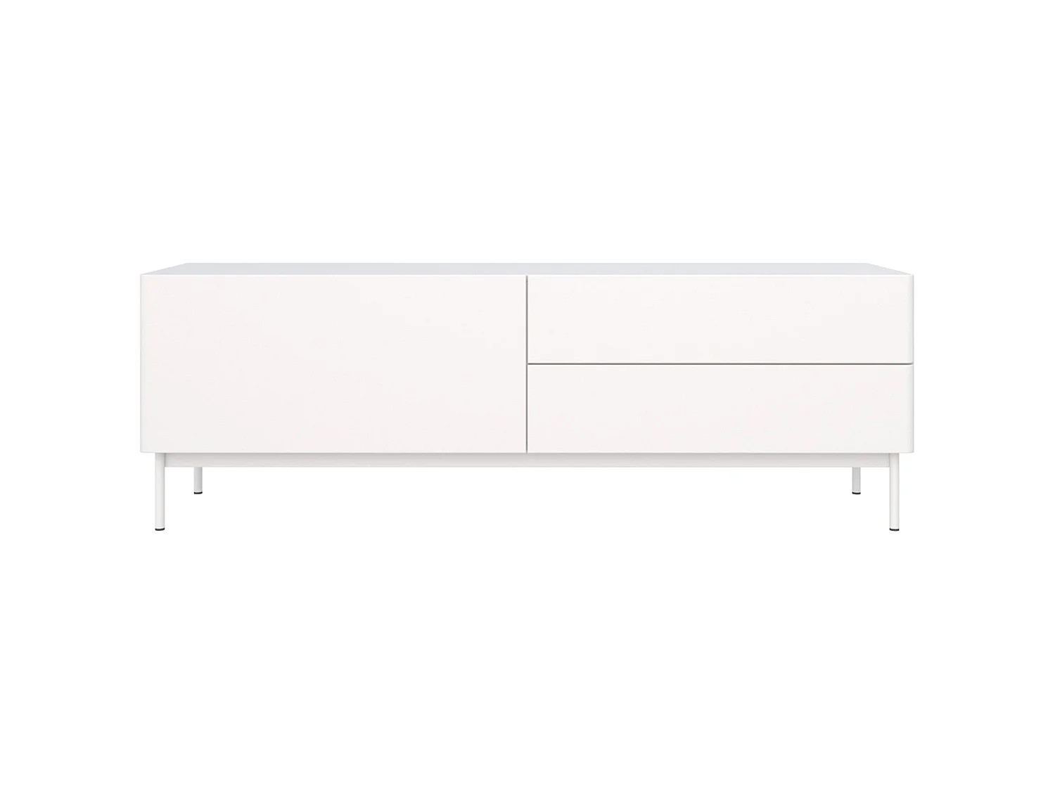 TV-Lowboard mit 1 Klappe und 2 Schubladen - Weiß - 160 cm - Olio