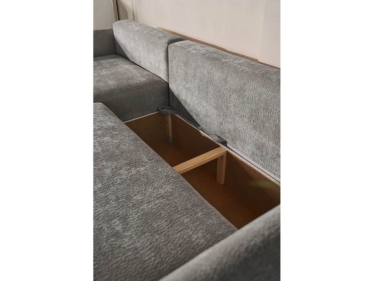 Canapé d'angle convertible – Angle à gauche – chenille grise – CUSHI