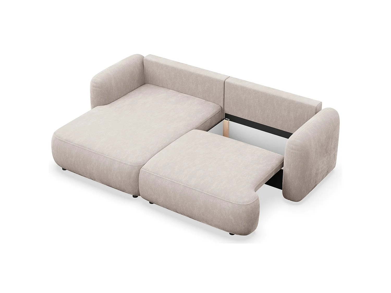 Canapé d'angle convertible – Angle à gauche – chenille beige clair – TVOYA