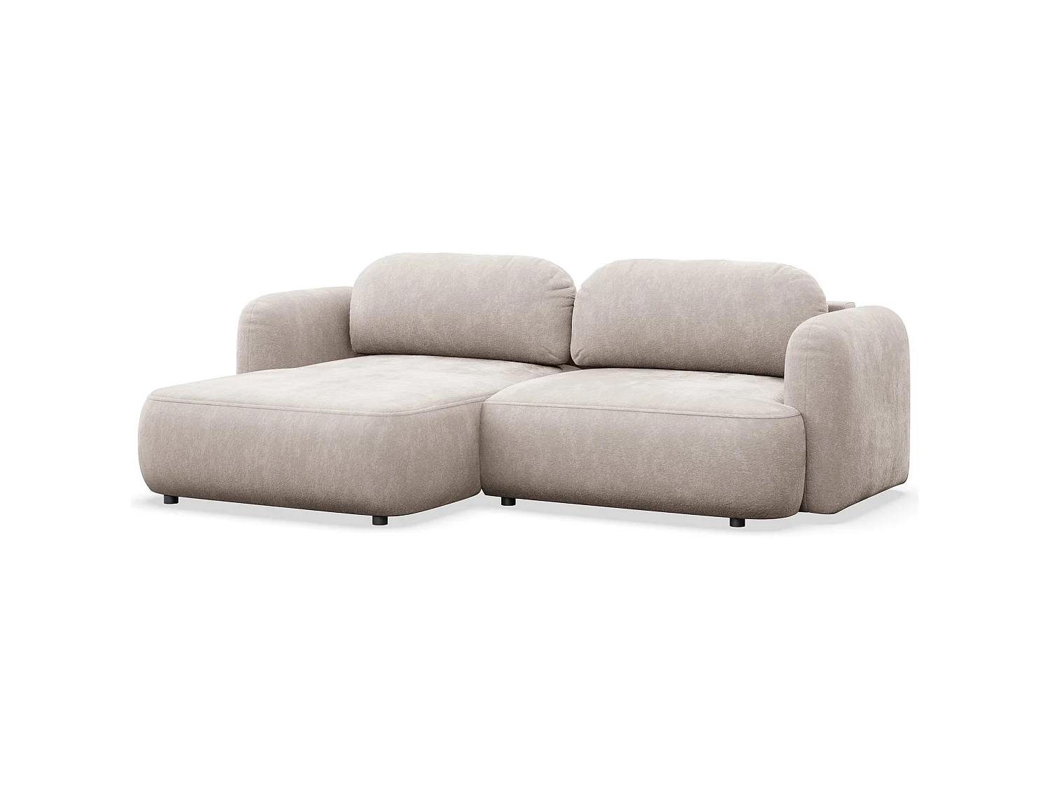 Canapé d'angle convertible – Angle à gauche – chenille beige clair – TVOYA