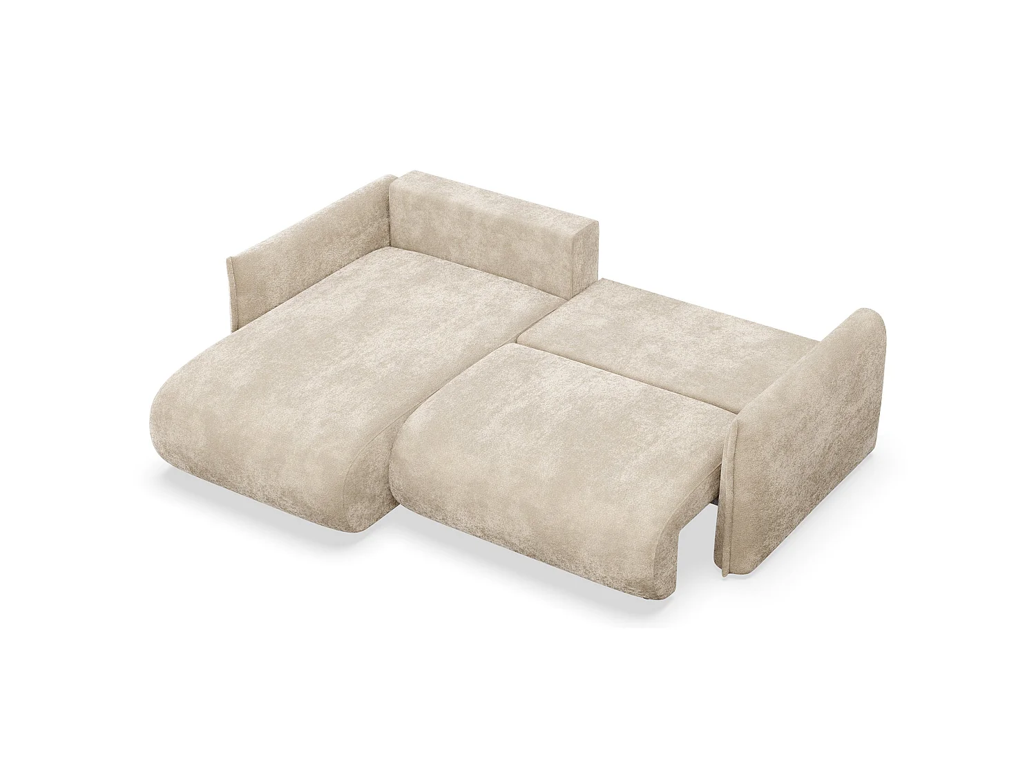 Ecksofa mit Schlaffunktion – Ottomane links – Beige-Chenille – CUSHI