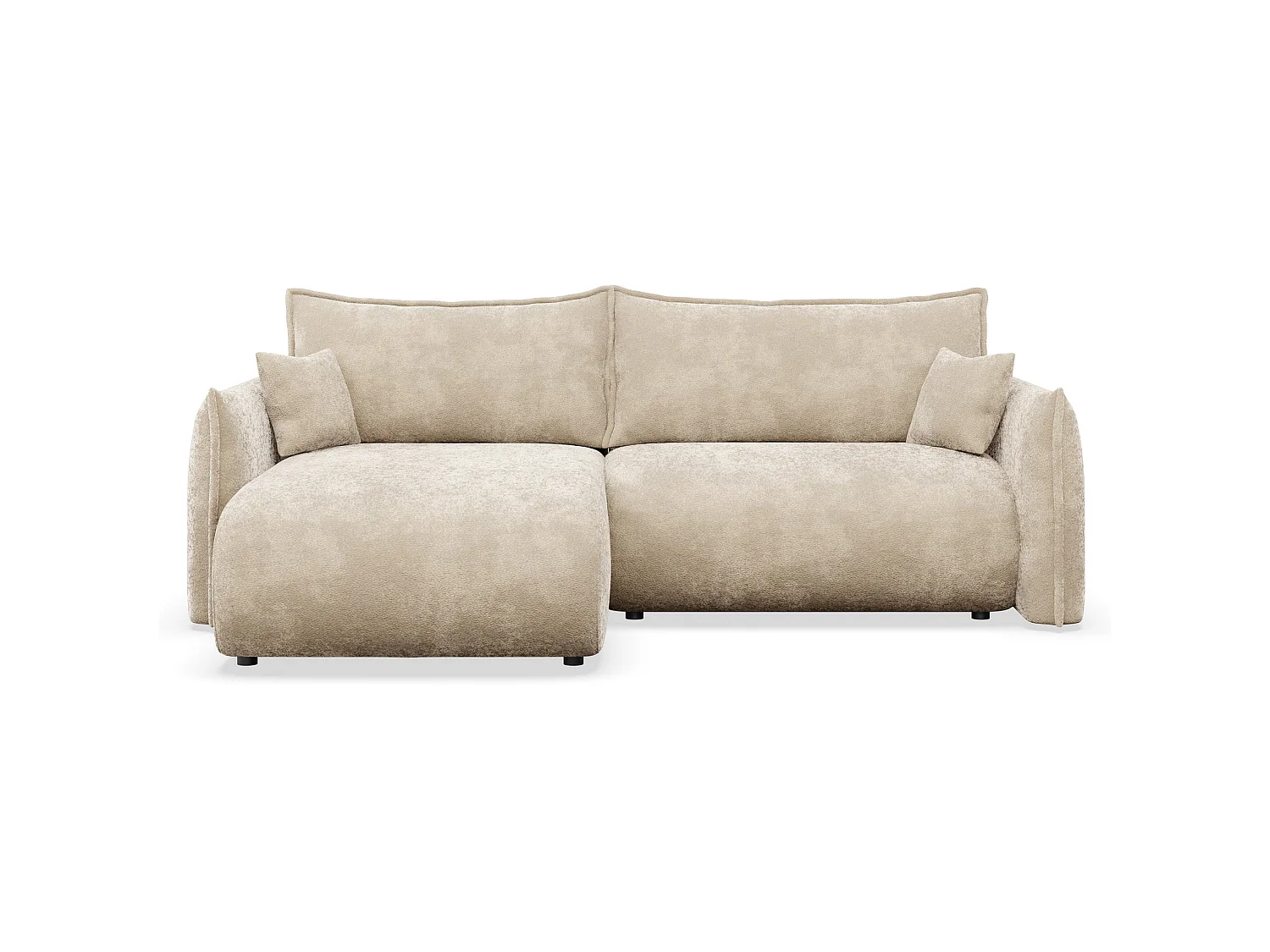 Ecksofa mit Schlaffunktion – Ottomane links – Beige-Chenille – CUSHI