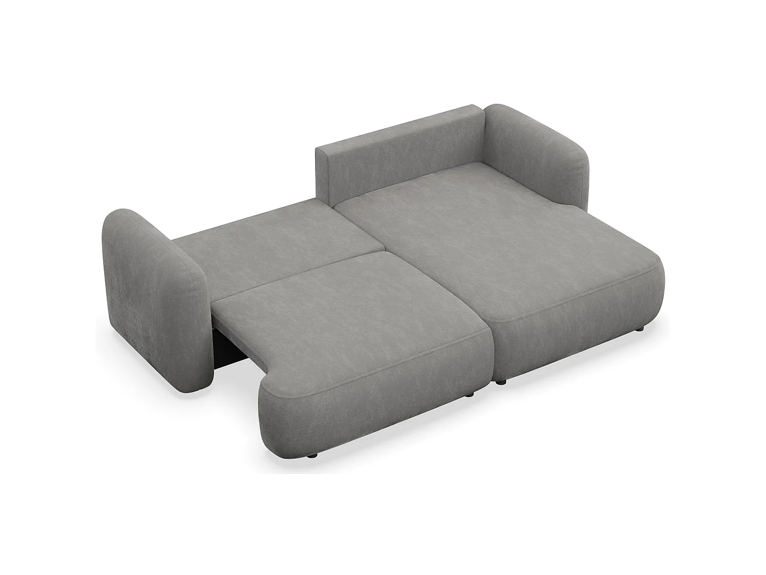 Canapé d'angle convertible – Angle à droite – chenille grise – TVOYA