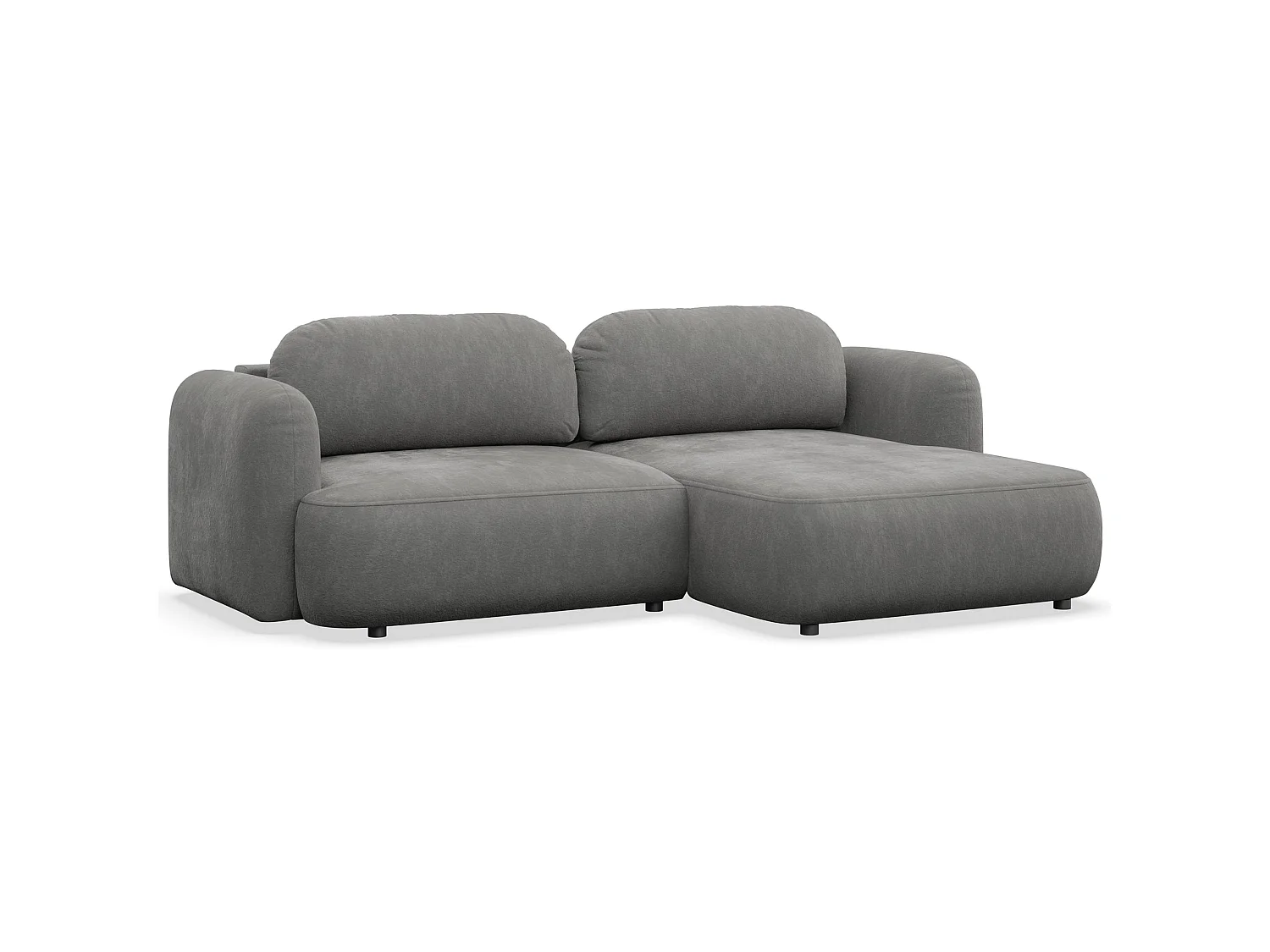 Canapé d'angle convertible – Angle à droite – chenille grise – TVOYA