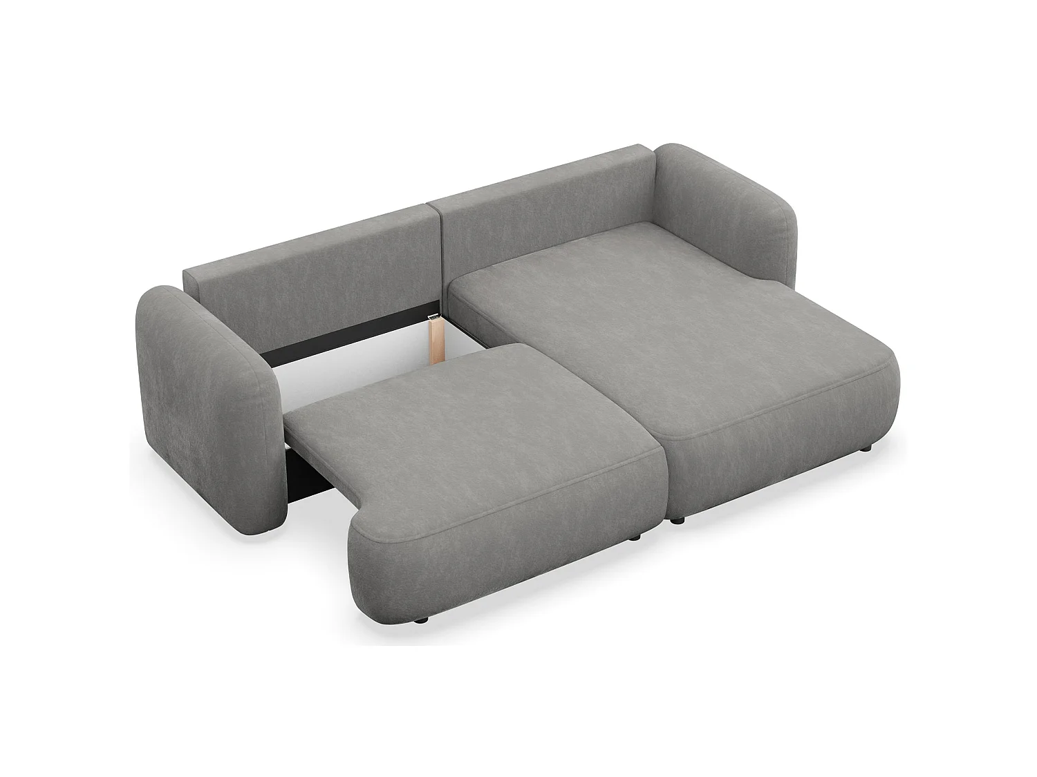 Canapé d'angle convertible – Angle à droite – chenille grise – TVOYA