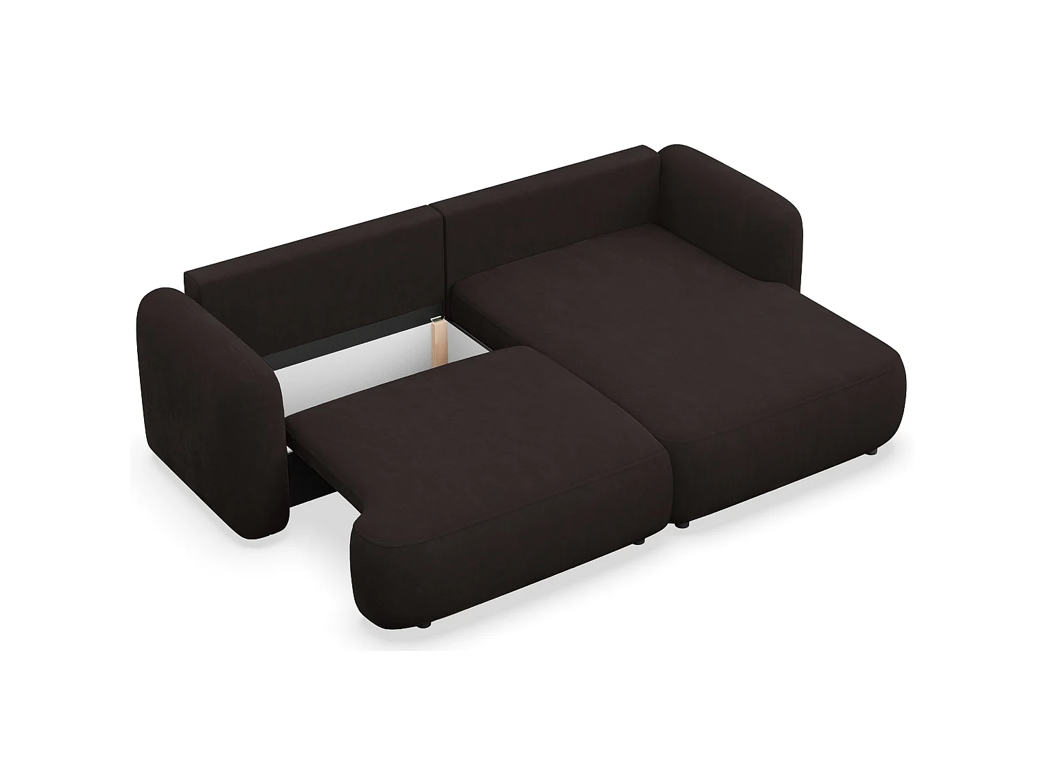Canapé d'angle convertible – Angle à droite - chenille marron – TVOYA