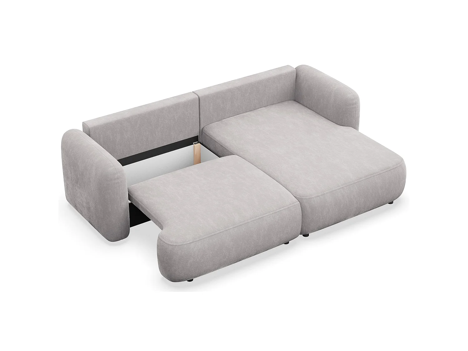 Canapé d'angle convertible – Angle à droite – chenille gris clair – TVOYA