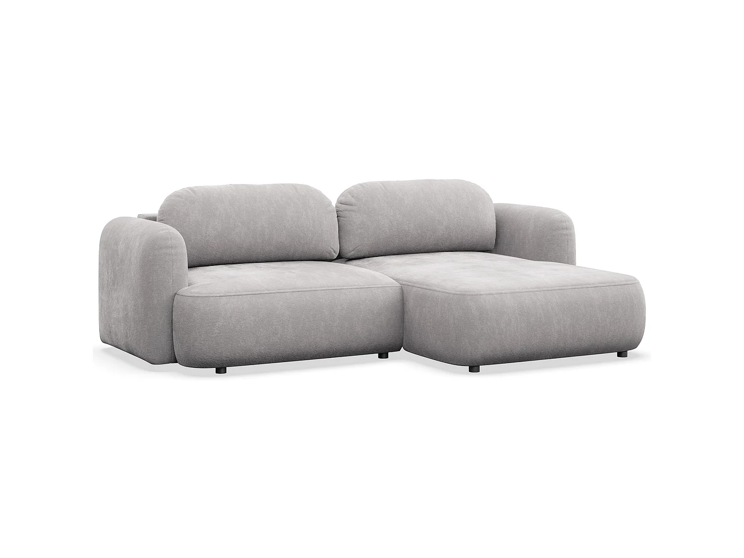 Canapé d'angle convertible – Angle à droite – chenille gris clair – TVOYA