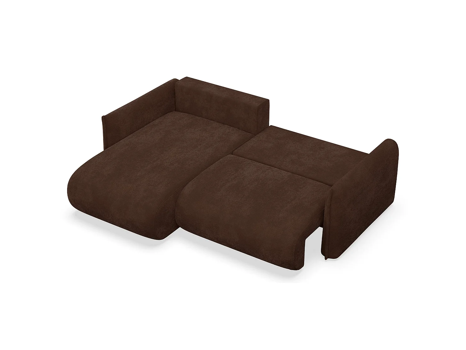 Ecksofa mit Schlaffunktion – Ottomane links – Braun-Chenille – CUSHI