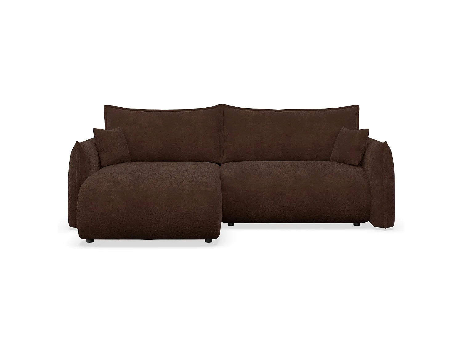 Ecksofa mit Schlaffunktion – Ottomane links – Braun-Chenille – CUSHI