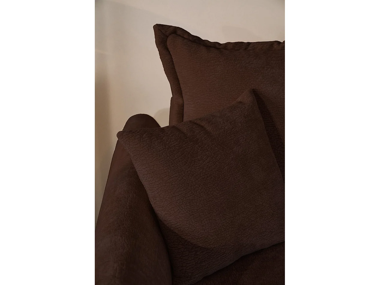 Ecksofa mit Schlaffunktion – Ottomane links – Braun-Chenille – CUSHI