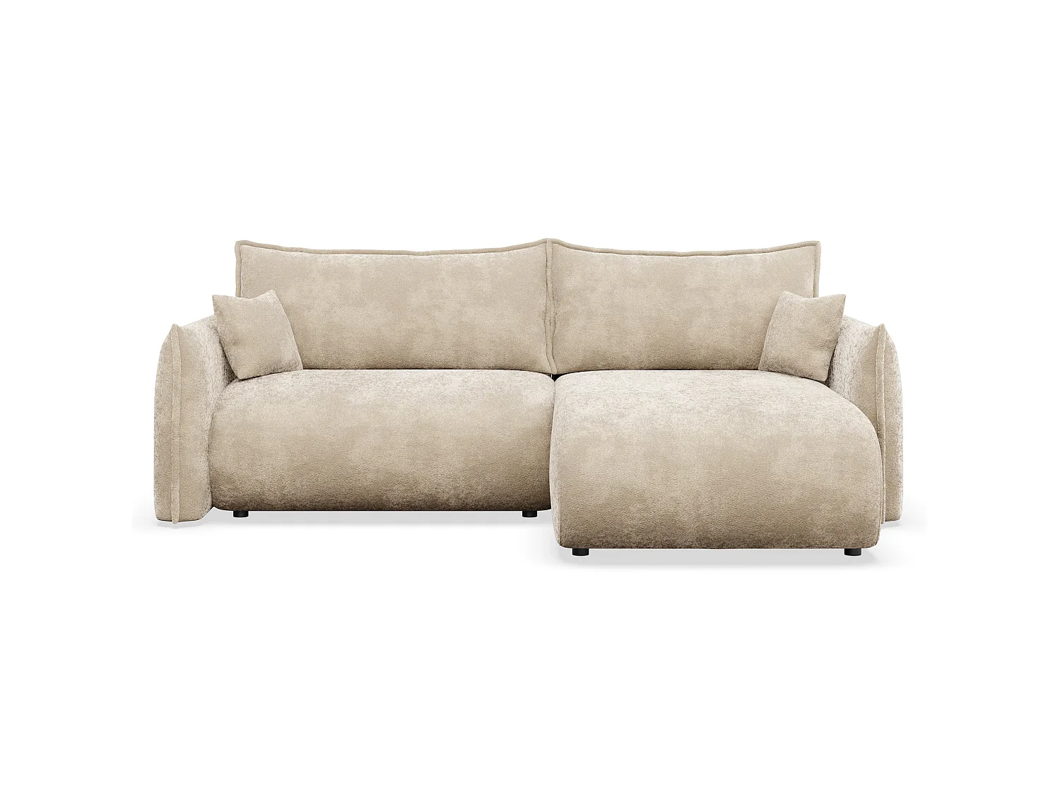 Canapé d'angle convertible – Angle à droite – chenille beige – CUSHI