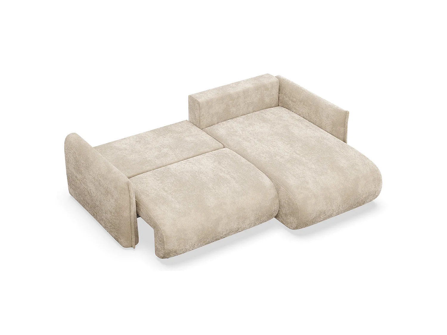 Canapé d'angle convertible – Angle à droite – chenille beige – CUSHI