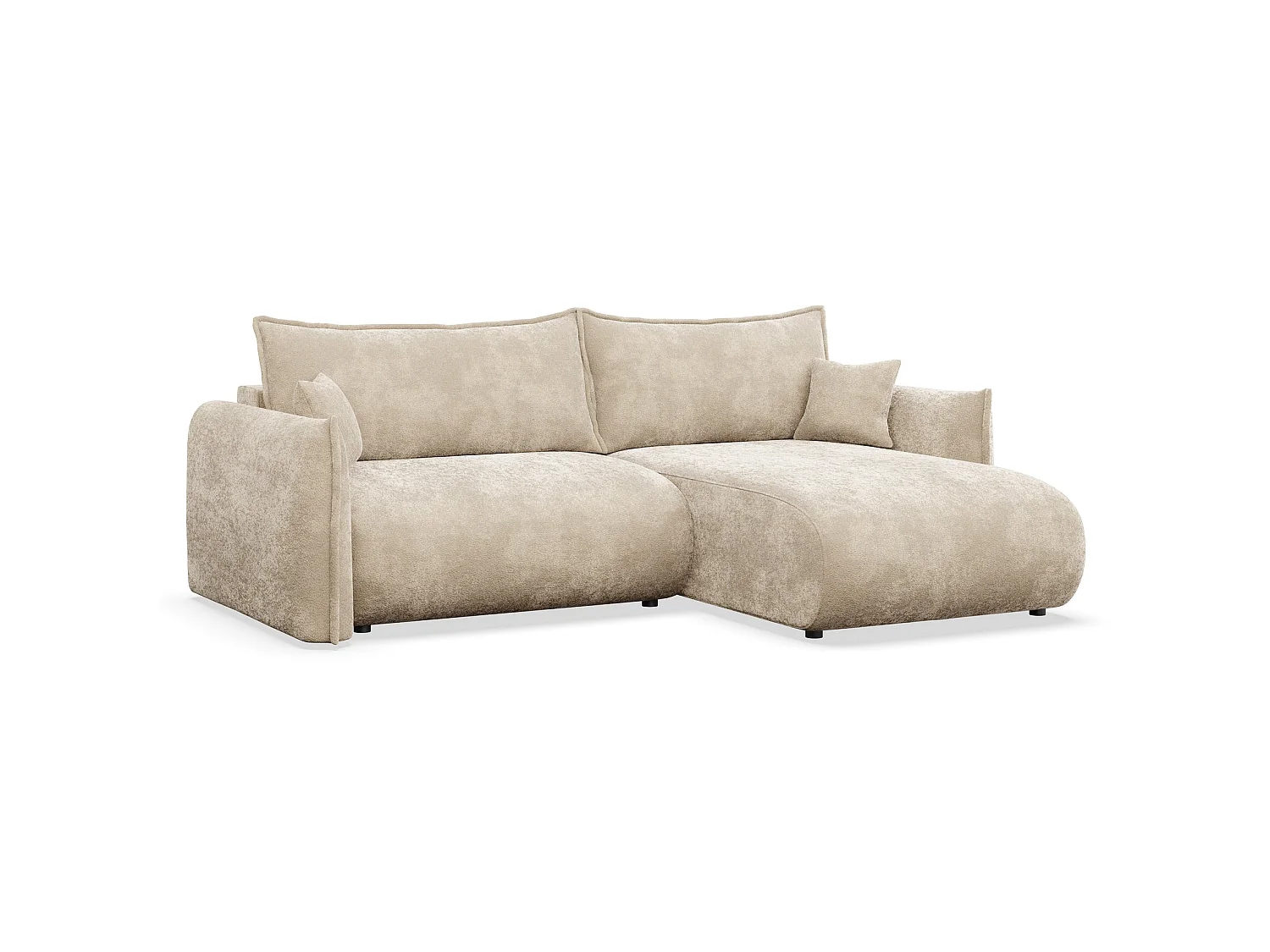 Canapé d'angle convertible – Angle à droite – chenille beige – CUSHI