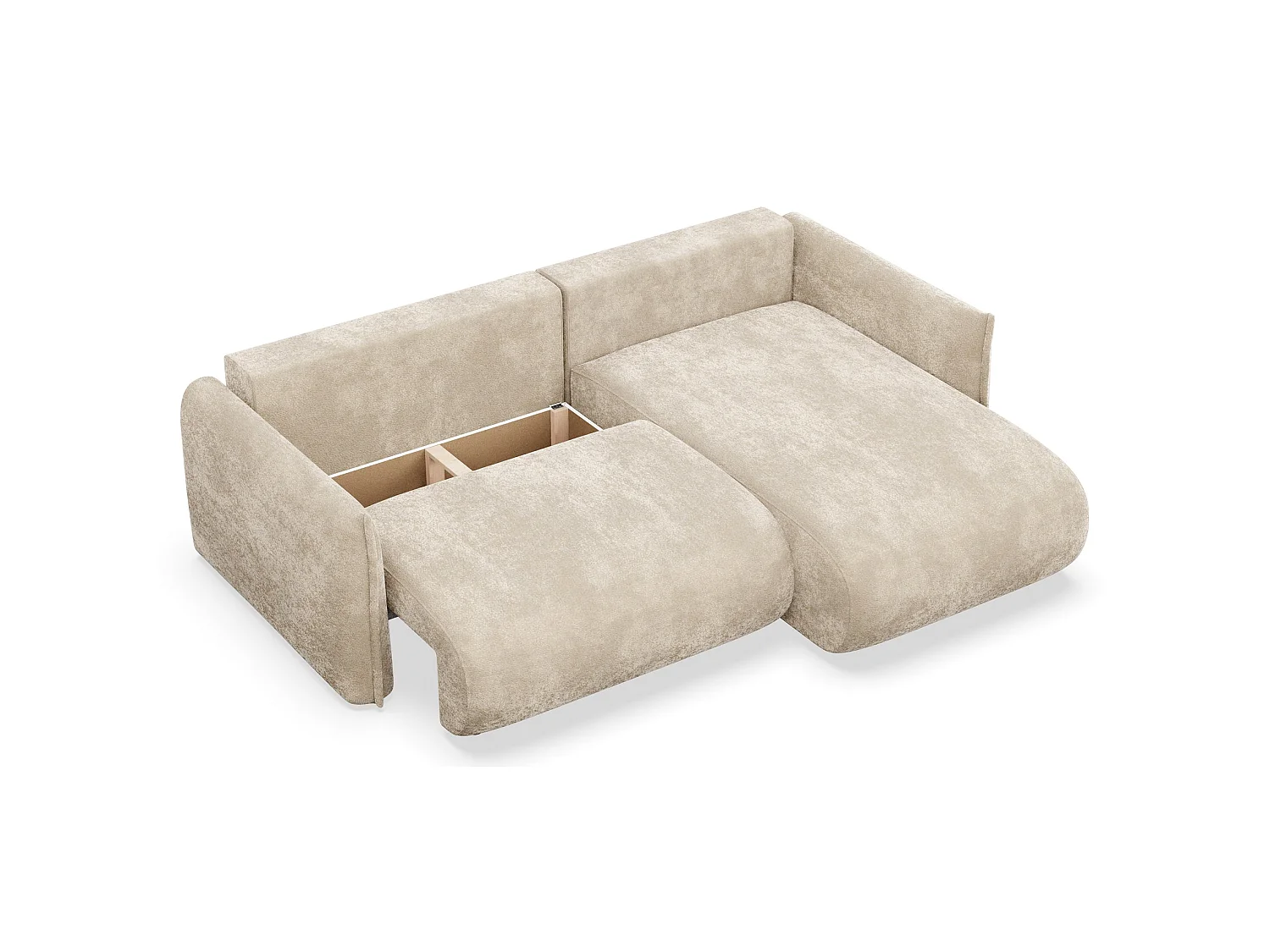 Canapé d'angle convertible – Angle à droite – chenille beige – CUSHI