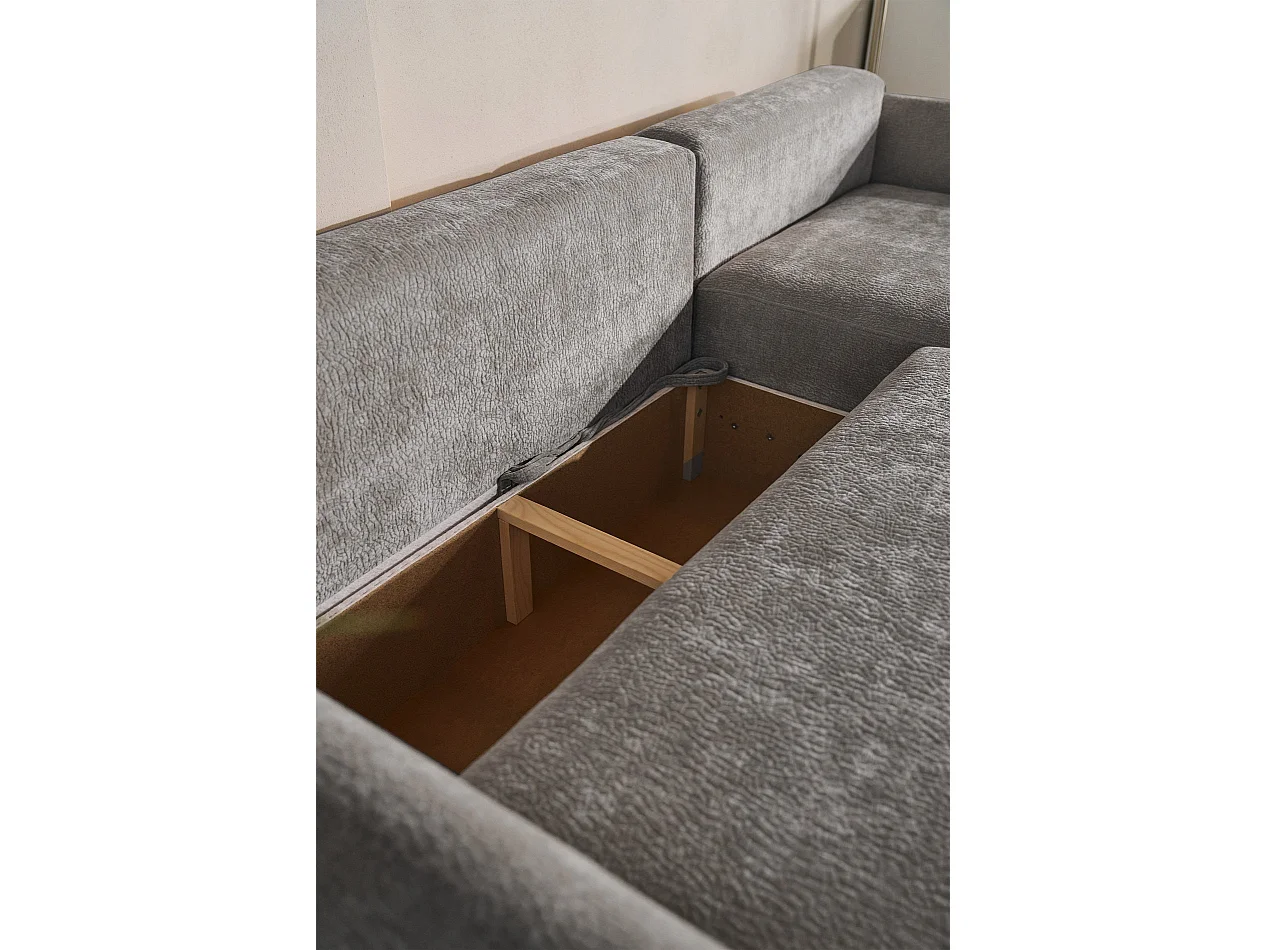 Canapé d'angle convertible – Angle à droite – chenille grise – CUSHI