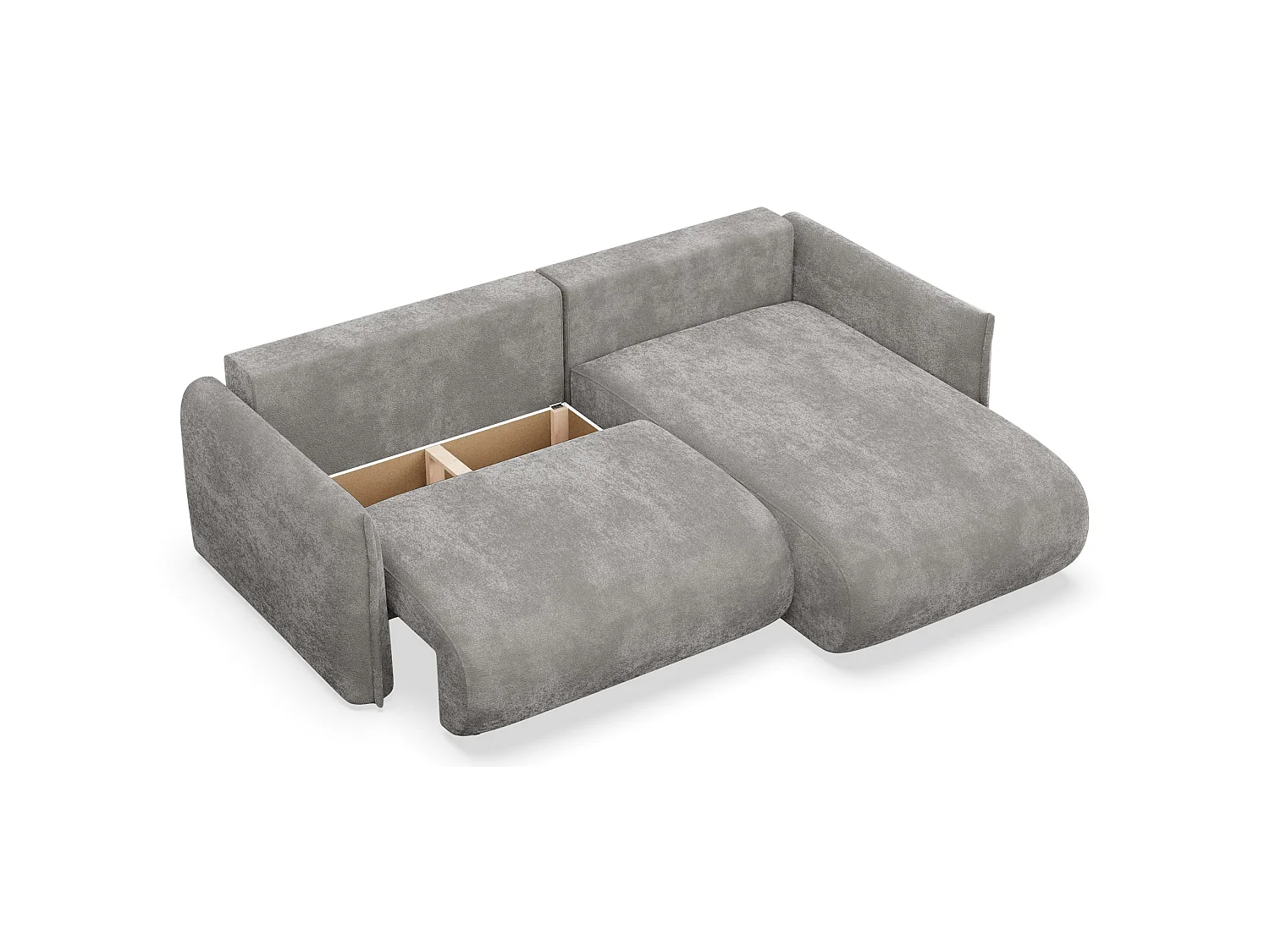 Canapé d'angle convertible – Angle à droite – chenille grise – CUSHI