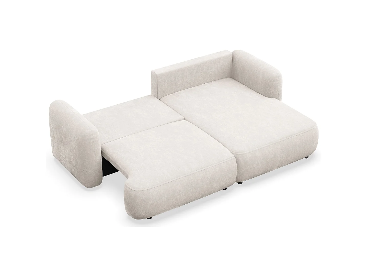 Canapé d'angle convertible – Angle à droite – chenille crème – TVOYA