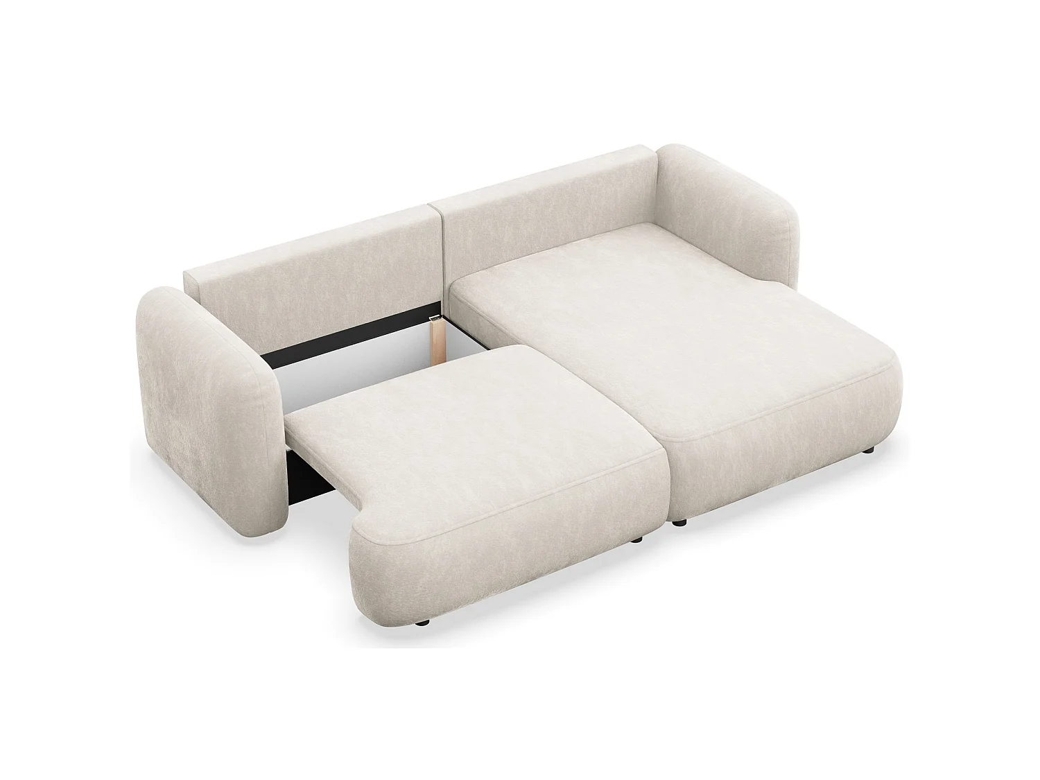 Canapé d'angle convertible – Angle à droite – chenille crème – TVOYA