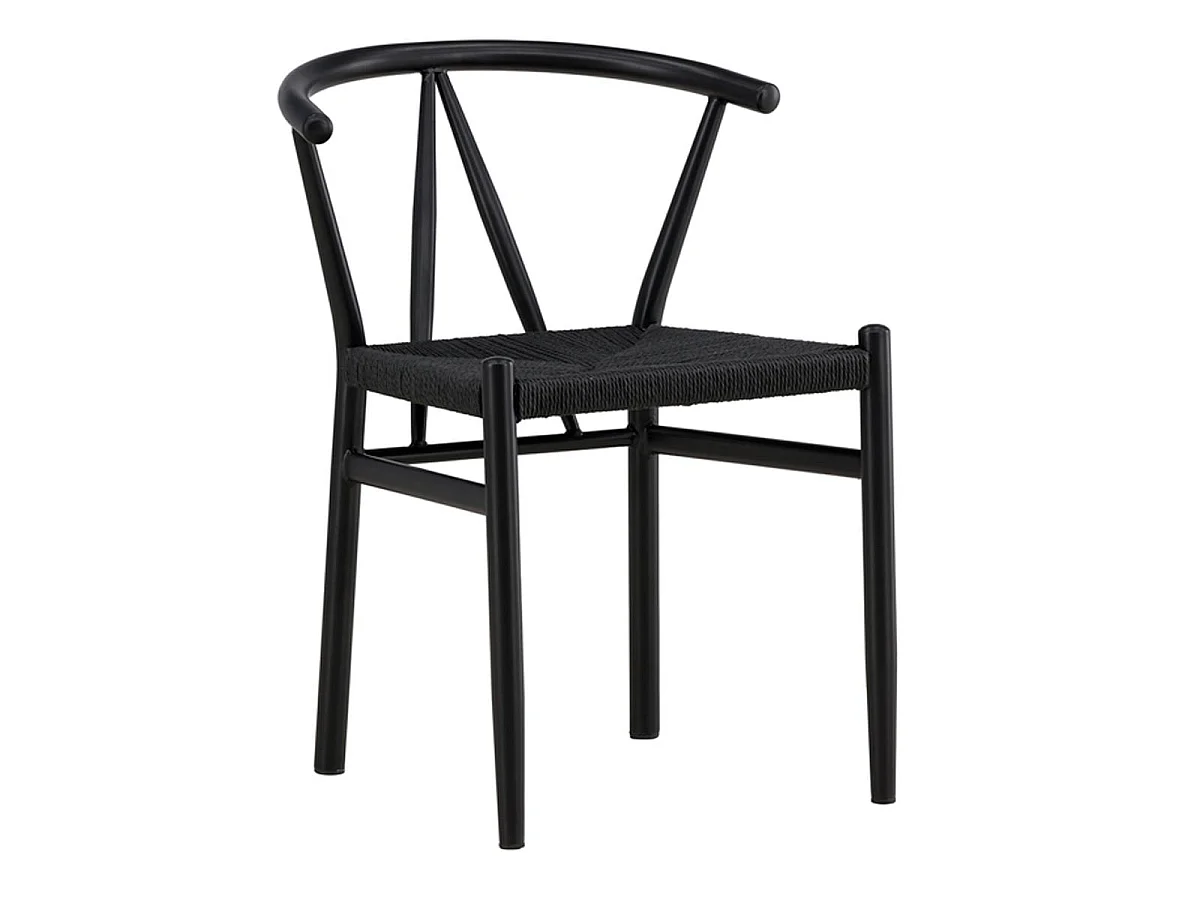 Chaise en Assise Tressée "Alfons" 72cm Noir
