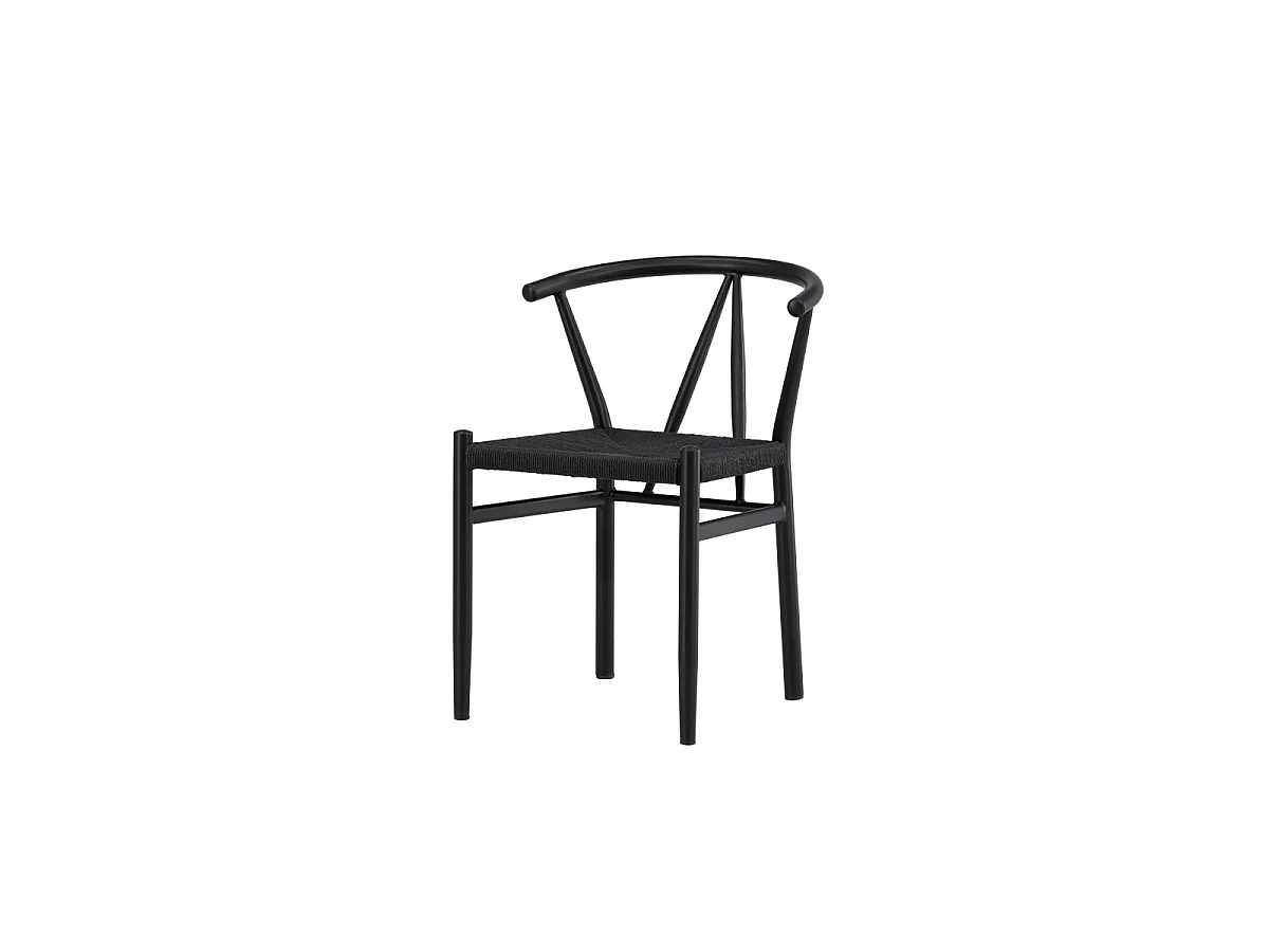 Chaise en Assise Tressée "Alfons" 72cm Noir