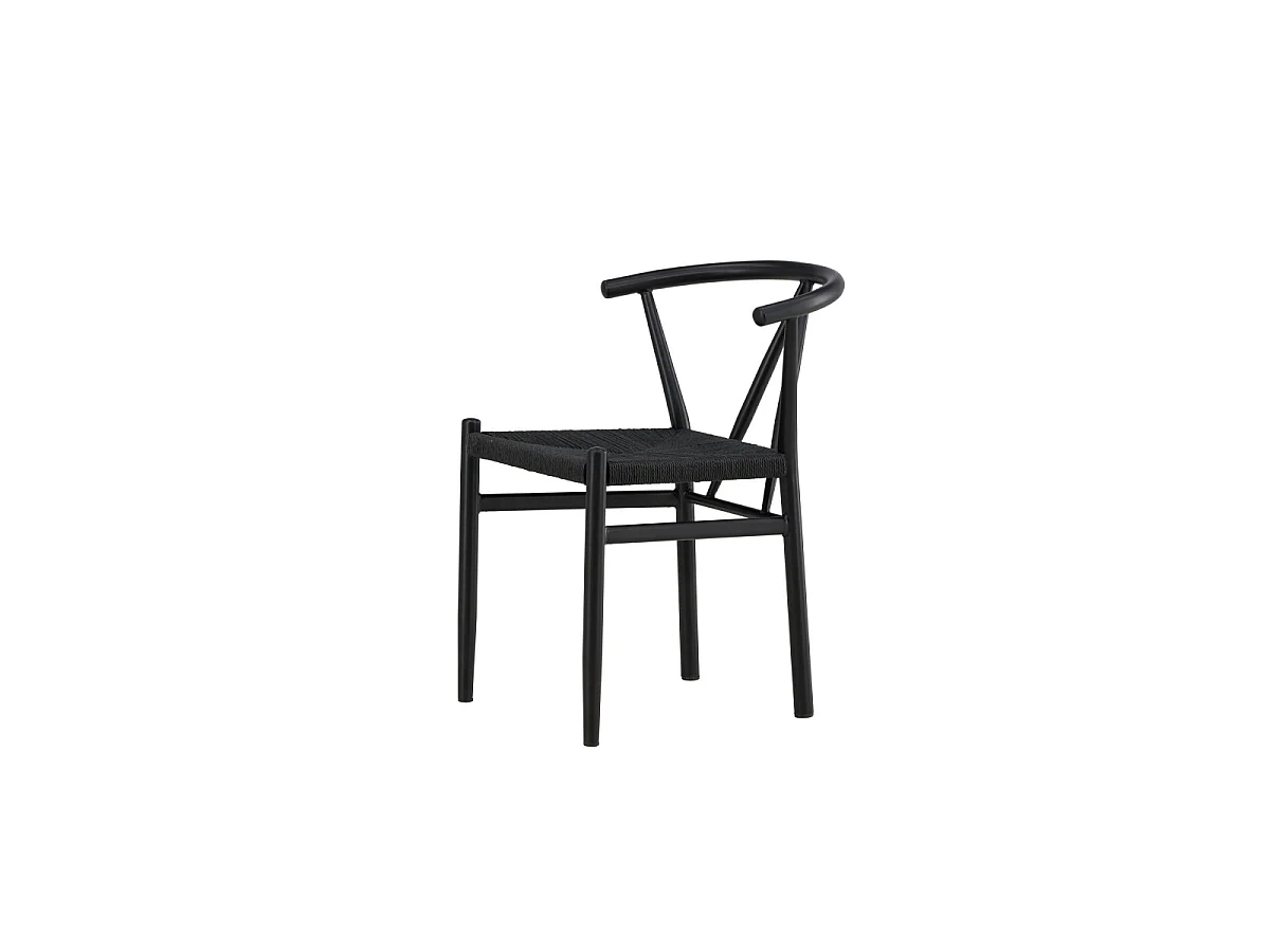 Chaise en Assise Tressée "Alfons" 72cm Noir